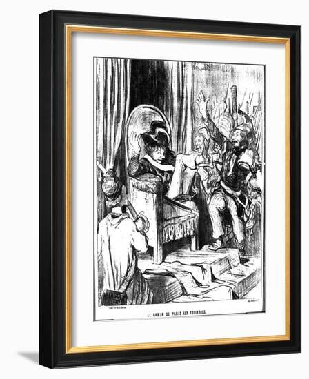 The Paris Urchin in the Tuileries', from 'Le Charivari', 4 March, 1848 (Litho)-Honore Daumier-Framed Giclee Print