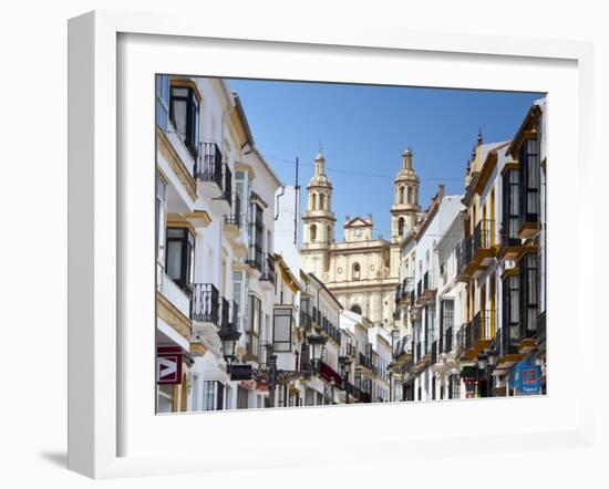 The Parish of Our Lady of the Incarnation Framed by Typical Architecture, Olvera, Cadiz Province, A-Doug Pearson-Framed Photographic Print