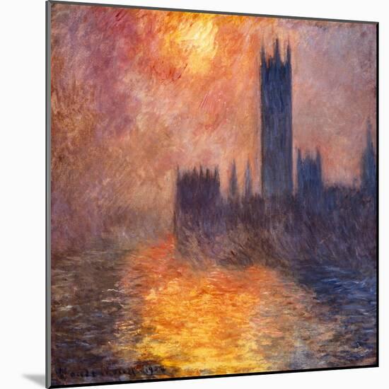 The Parliament Building in London During Sunset, 1904-Claude Monet-Mounted Giclee Print