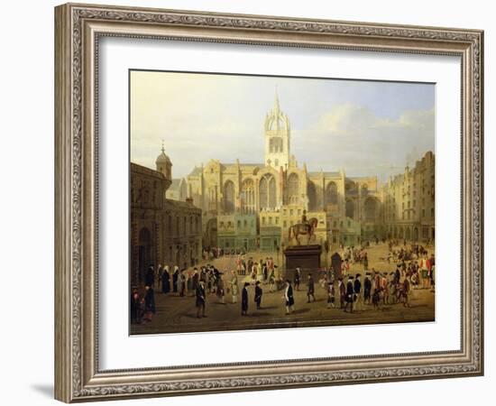 The Parliament Close and Public Figures of Edinburgh, About the End of the 18th Century-Wilkie, Nasmyth & Stanfield Roberts-Framed Giclee Print