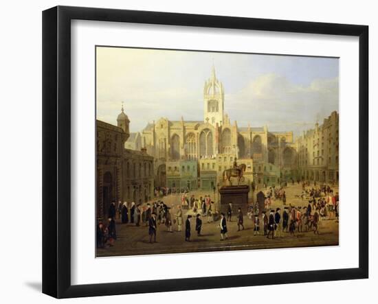 The Parliament Close and Public Figures of Edinburgh, About the End of the 18th Century-Wilkie, Nasmyth & Stanfield Roberts-Framed Giclee Print