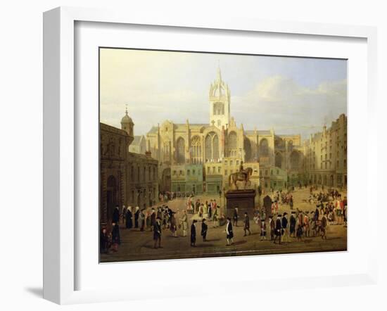 The Parliament Close and Public Figures of Edinburgh, About the End of the 18th Century-Wilkie, Nasmyth & Stanfield Roberts-Framed Giclee Print