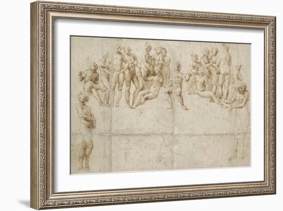 The Parnassus, Copy after Raphael (Pen and Brown Ink over Black Chalk on White Paper)-Raphael-Framed Giclee Print