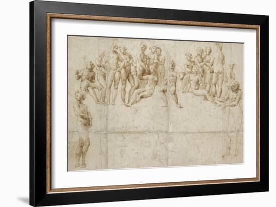 The Parnassus, Copy after Raphael (Pen and Brown Ink over Black Chalk on White Paper)-Raphael-Framed Giclee Print