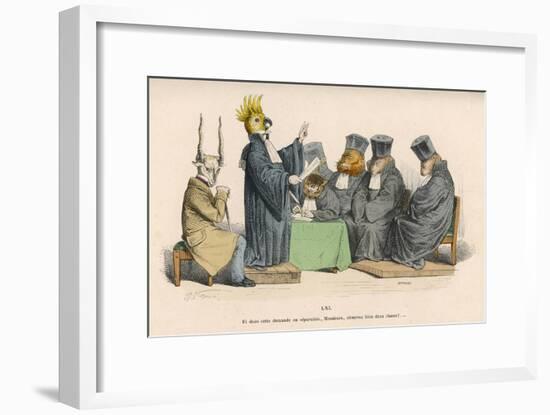 The Parrot Lays Down the Law to a Mixed Group of Animals-null-Framed Art Print