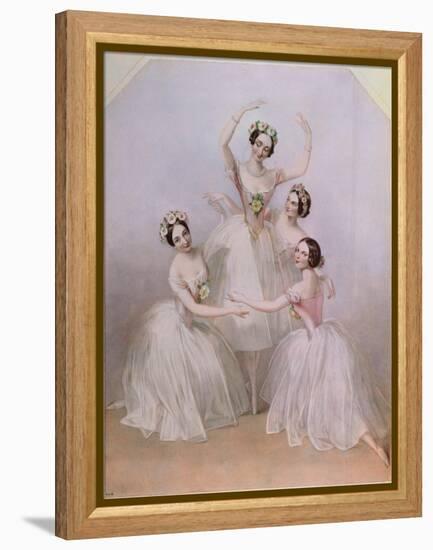 The 'Pas De Quatre': Carlotta Grisi (1819-99) Marie Taglioni (1804-84) Lucile Grahn (1819-1907)…-Alfred-edward Chalon-Framed Premier Image Canvas