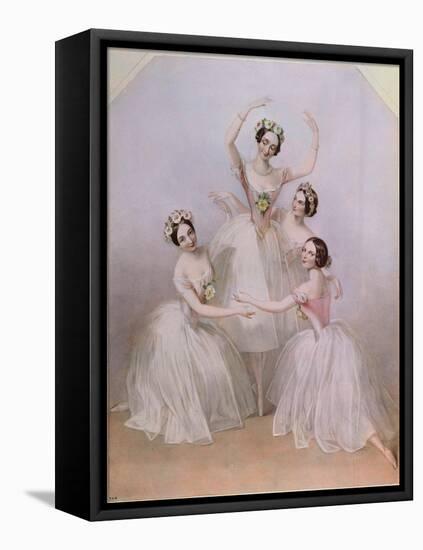 The 'Pas De Quatre': Carlotta Grisi (1819-99) Marie Taglioni (1804-84) Lucile Grahn (1819-1907)…-Alfred-edward Chalon-Framed Premier Image Canvas