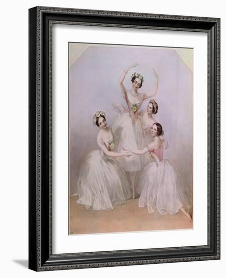 The 'Pas De Quatre': Carlotta Grisi (1819-99) Marie Taglioni (1804-84) Lucile Grahn (1819-1907)…-Alfred-edward Chalon-Framed Giclee Print