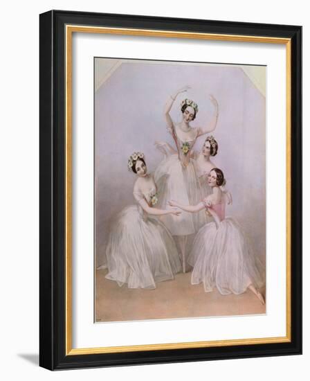 The 'Pas De Quatre': Carlotta Grisi (1819-99) Marie Taglioni (1804-84) Lucile Grahn (1819-1907)…-Alfred-edward Chalon-Framed Giclee Print