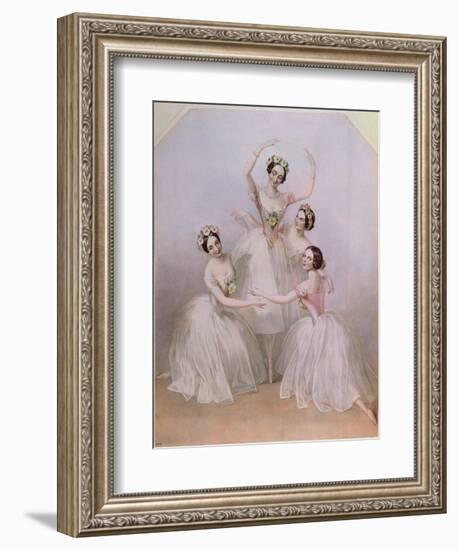 The 'Pas De Quatre': Carlotta Grisi (1819-99) Marie Taglioni (1804-84) Lucile Grahn (1819-1907)…-Alfred-edward Chalon-Framed Giclee Print