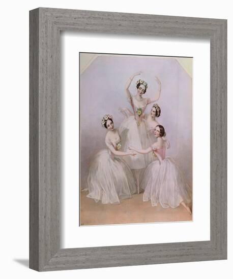 The 'Pas De Quatre': Carlotta Grisi (1819-99) Marie Taglioni (1804-84) Lucile Grahn (1819-1907)…-Alfred-edward Chalon-Framed Giclee Print