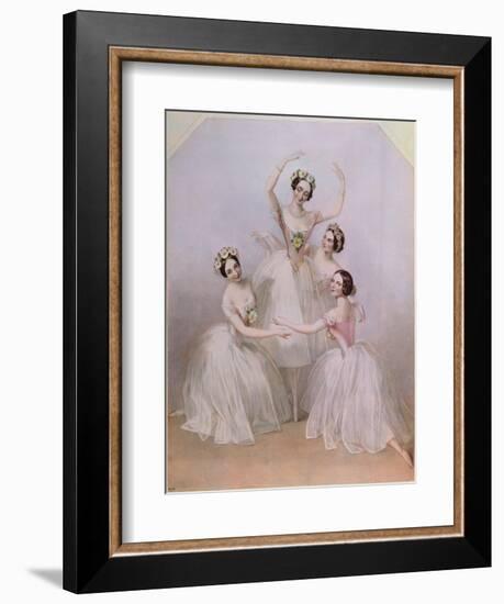 The 'Pas De Quatre': Carlotta Grisi (1819-99) Marie Taglioni (1804-84) Lucile Grahn (1819-1907)…-Alfred-edward Chalon-Framed Giclee Print