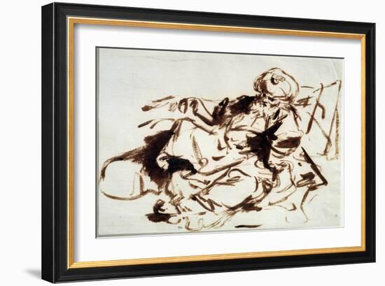 The Pasha Painting in the Wash, 18Th Century (Wash)-Jean-Honore Fragonard-Framed Giclee Print
