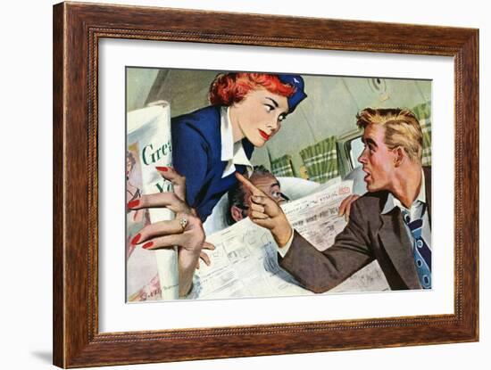 The Passenger Hated Redheads  - Saturday Evening Post "Leading Ladies", August 13, 1949 pg.24-Joe deMers-Framed Giclee Print