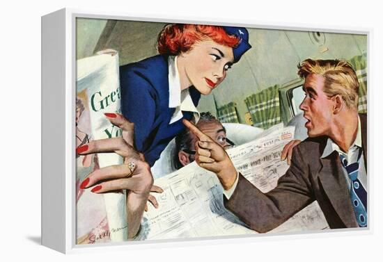 The Passenger Hated Redheads  - Saturday Evening Post "Leading Ladies", August 13, 1949 pg.24-Joe deMers-Framed Premier Image Canvas