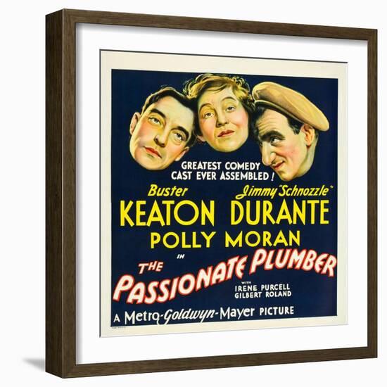 THE PASSIONATE PLUMBER, from left: Buster Keaton, Polly Moran, Jimmy Durante, 1932.-null-Framed Art Print