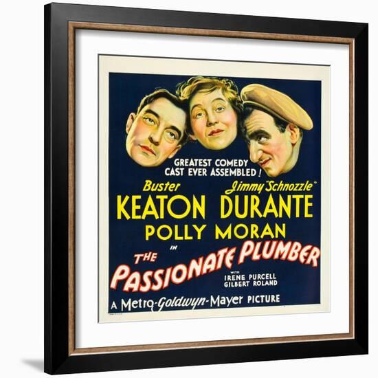 THE PASSIONATE PLUMBER, from left: Buster Keaton, Polly Moran, Jimmy Durante, 1932.-null-Framed Art Print