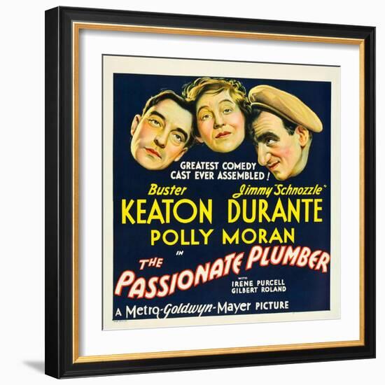 THE PASSIONATE PLUMBER, from left: Buster Keaton, Polly Moran, Jimmy Durante, 1932.-null-Framed Art Print