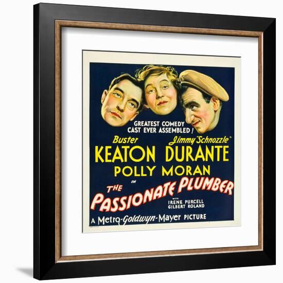 THE PASSIONATE PLUMBER, from left: Buster Keaton, Polly Moran, Jimmy Durante, 1932.-null-Framed Art Print