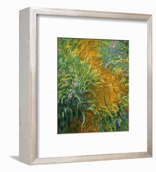 The Path in the Iris Garden-Claude Monet-Framed Art Print