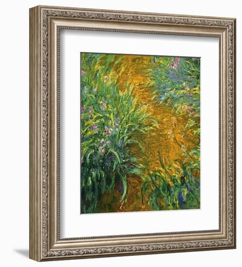 The Path in the Iris Garden-Claude Monet-Framed Art Print