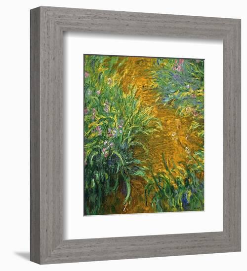 The Path in the Iris Garden-Claude Monet-Framed Art Print