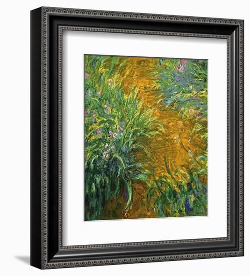 The Path in the Iris Garden-Claude Monet-Framed Art Print