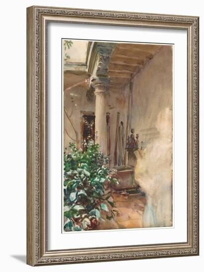 The Patio, 1908 (Watercolour and Gouache over Graphite on Paper)-John Singer Sargent-Framed Giclee Print