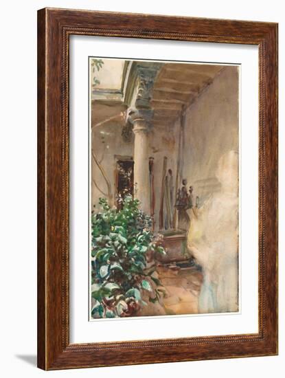 The Patio, 1908 (Watercolour and Gouache over Graphite on Paper)-John Singer Sargent-Framed Giclee Print