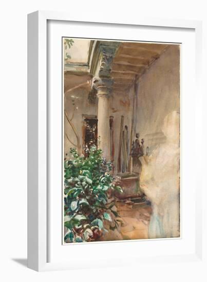The Patio, 1908 (Watercolour and Gouache over Graphite on Paper)-John Singer Sargent-Framed Giclee Print