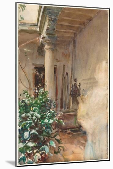 The Patio, 1908 (Watercolour and Gouache over Graphite on Paper)-John Singer Sargent-Mounted Giclee Print