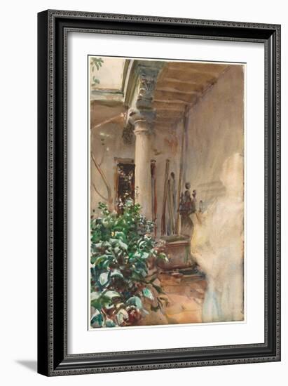 The Patio, 1908 (Watercolour and Gouache over Graphite on Paper)-John Singer Sargent-Framed Giclee Print