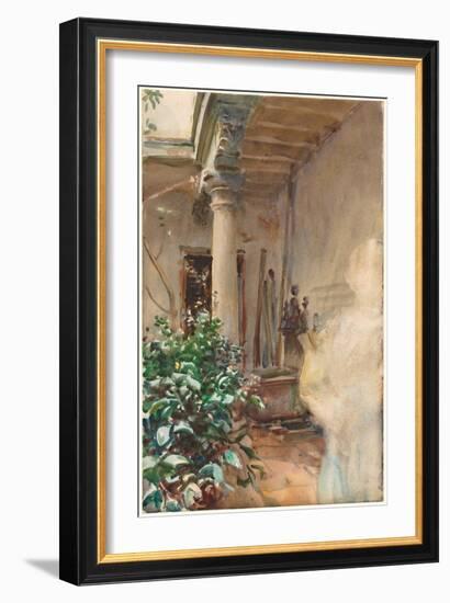 The Patio, 1908 (Watercolour and Gouache over Graphite on Paper)-John Singer Sargent-Framed Giclee Print