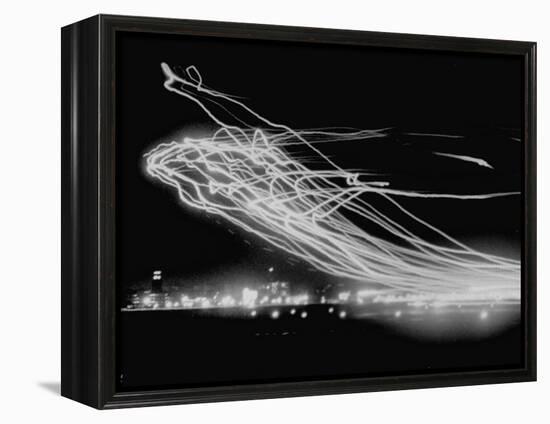 The Pattern Made by Landing Lights of Planes in 20 Minute Time Exposure at La Guardia Airport-Andreas Feininger-Framed Premier Image Canvas