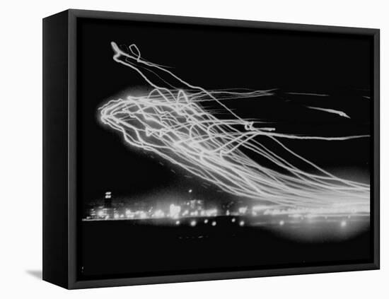 The Pattern Made by Landing Lights of Planes in 20 Minute Time Exposure at La Guardia Airport-Andreas Feininger-Framed Premier Image Canvas