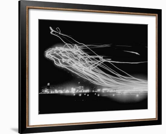 The Pattern Made by Landing Lights of Planes in 20 Minute Time Exposure at La Guardia Airport-Andreas Feininger-Framed Photographic Print