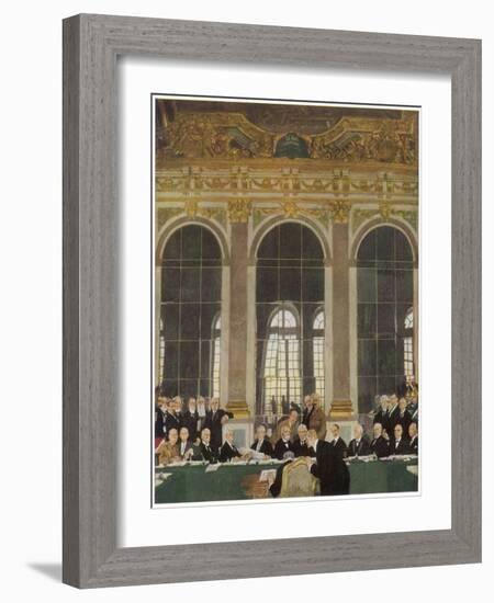 The Peace Treaty is Signed in the Palace of Versailles-Sir William Orpen-Framed Art Print