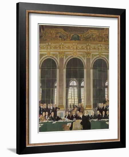 The Peace Treaty is Signed in the Palace of Versailles-Sir William Orpen-Framed Art Print