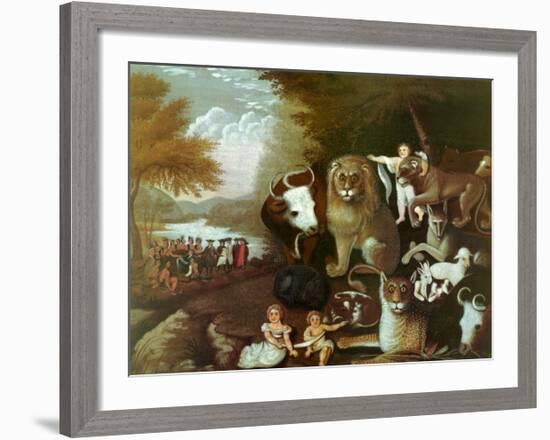 The Peaceable Kingdom, 1834-Edward Hicks-Framed Art Print