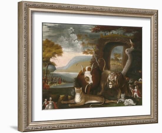 The Peaceable Kingdom and Penn’s Treaty, 1845-Edward Hicks-Framed Giclee Print