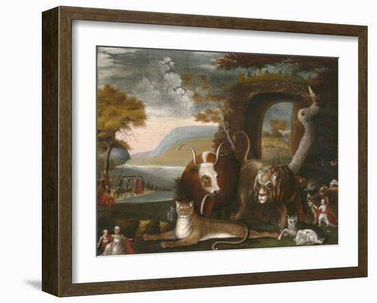 The Peaceable Kingdom and Penn’s Treaty, 1845-Edward Hicks-Framed Giclee Print