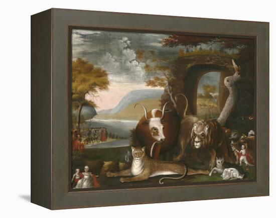 The Peaceable Kingdom and Penn’s Treaty, 1845-Edward Hicks-Framed Premier Image Canvas