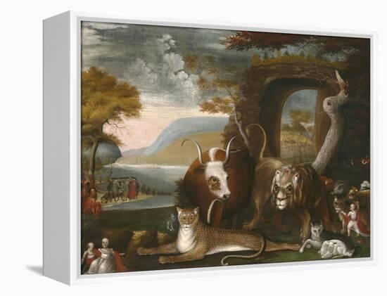 The Peaceable Kingdom and Penn’s Treaty, 1845-Edward Hicks-Framed Premier Image Canvas