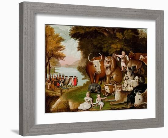 The Peaceable Kingdom, c.1833-Edward Hicks-Framed Giclee Print