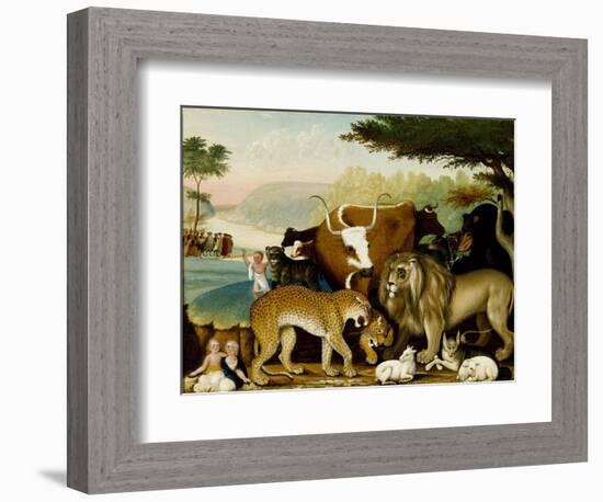 The Peaceable Kingdom, C.1846-47 (Oil on Canvas)-Edward Hicks-Framed Giclee Print