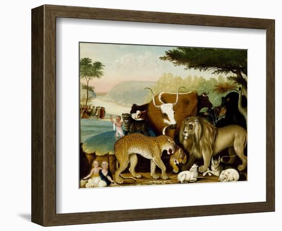 The Peaceable Kingdom, C.1846-47 (Oil on Canvas)-Edward Hicks-Framed Giclee Print