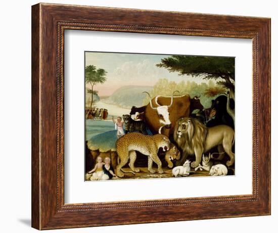 The Peaceable Kingdom, C.1846-47 (Oil on Canvas)-Edward Hicks-Framed Giclee Print