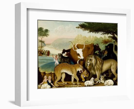 The Peaceable Kingdom, C.1846-47 (Oil on Canvas)-Edward Hicks-Framed Giclee Print