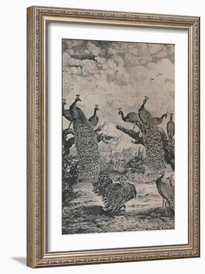 'The Peacocks', 1869, (1946)-Rodolphe Bresdin-Framed Giclee Print