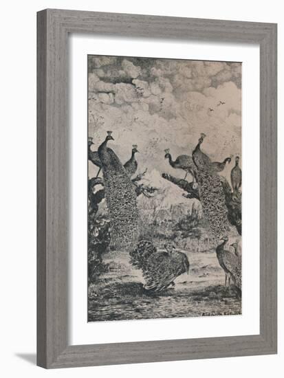 'The Peacocks', 1869, (1946)-Rodolphe Bresdin-Framed Giclee Print